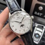 AAA Replica IWC Portugieser Automatic 40 MM White Dial Leather Strap Men's Watch